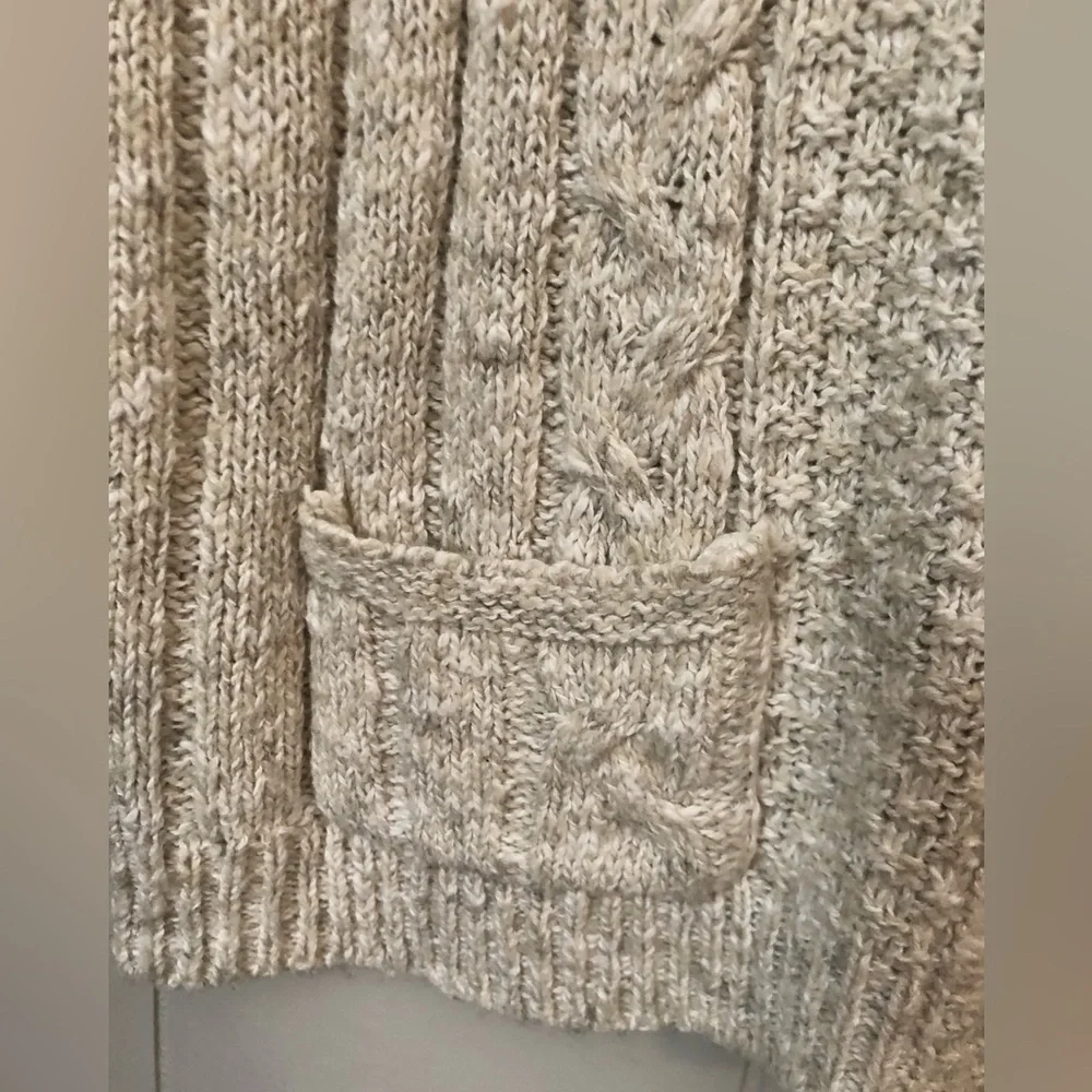 Vintage LizWear Sweater Vest Cardigan Zip Crop Oatmeal Cotton Blend Medium Y2K - Picture 4 of 6